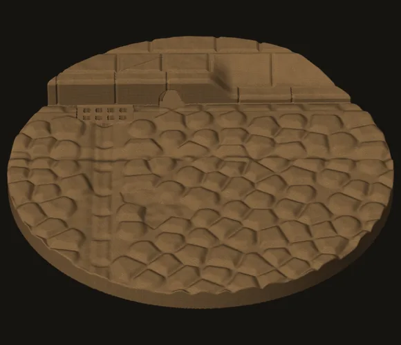 Generated base: old town street with cobblestones, a raised pavement, a drain grate and a half-round hole in the curb